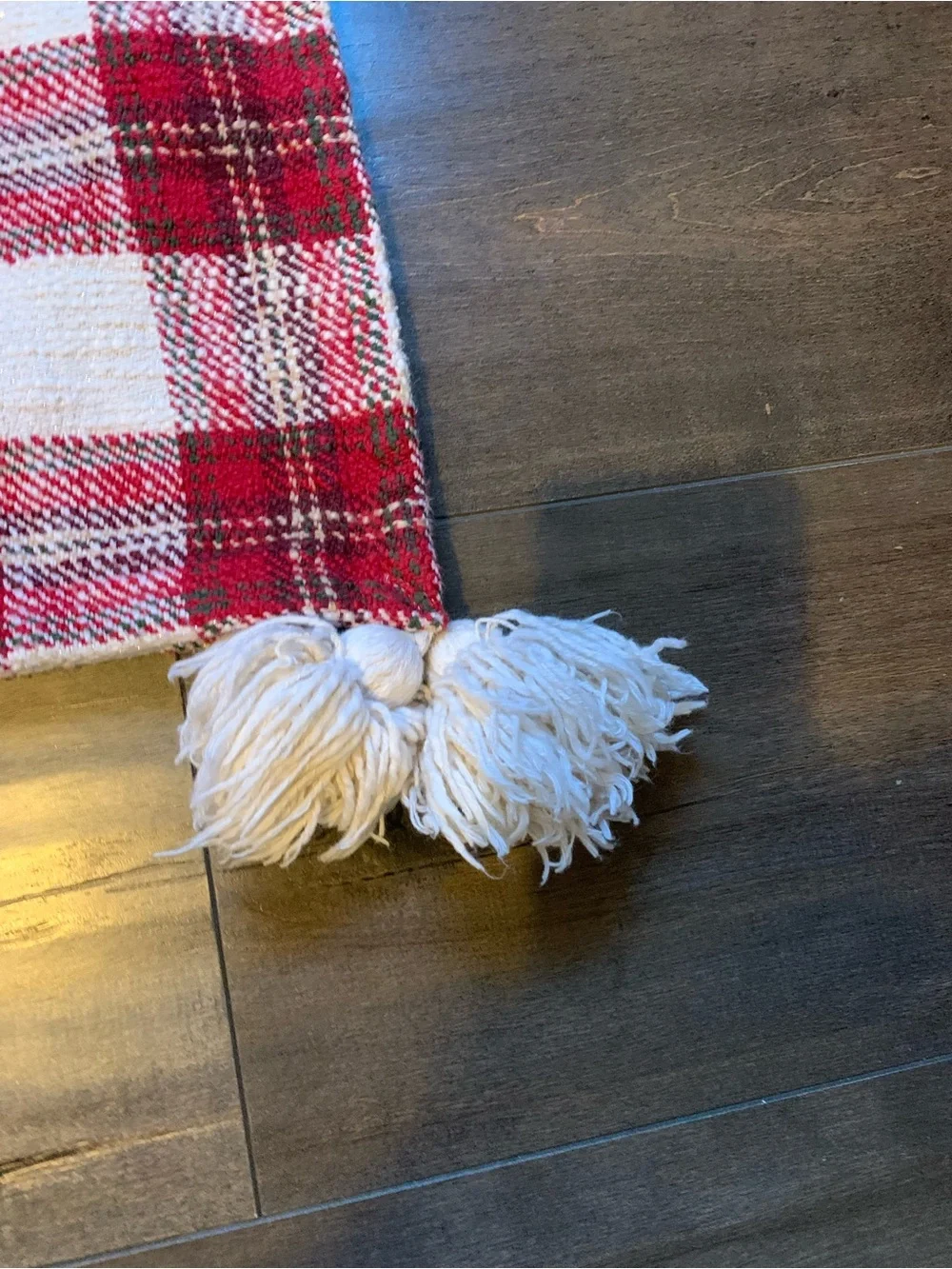 Red and White Plaid Kitchen Runner with Tassels